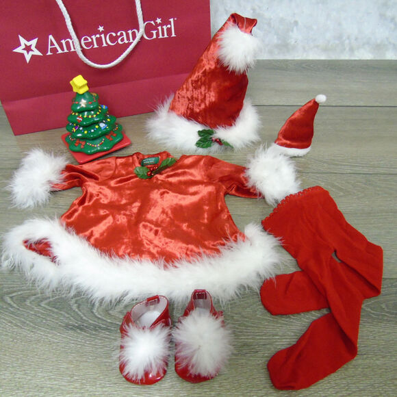 American Girl Bitty Baby SANTA'S HELPER Christmas Outfit Stacking Tree AG Bag + - Picture 6 of 10